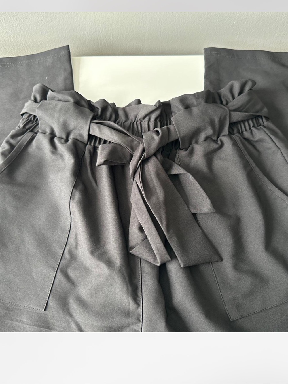 Grace Karin Gray Paperbag Tie-Waist Trousers
